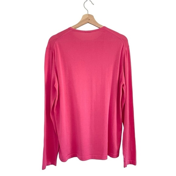 Malo Lightweight Cotton Crewneck Long Sleeve Knit Pullover Pink IT 52 US Medium - Picture 2 of 13